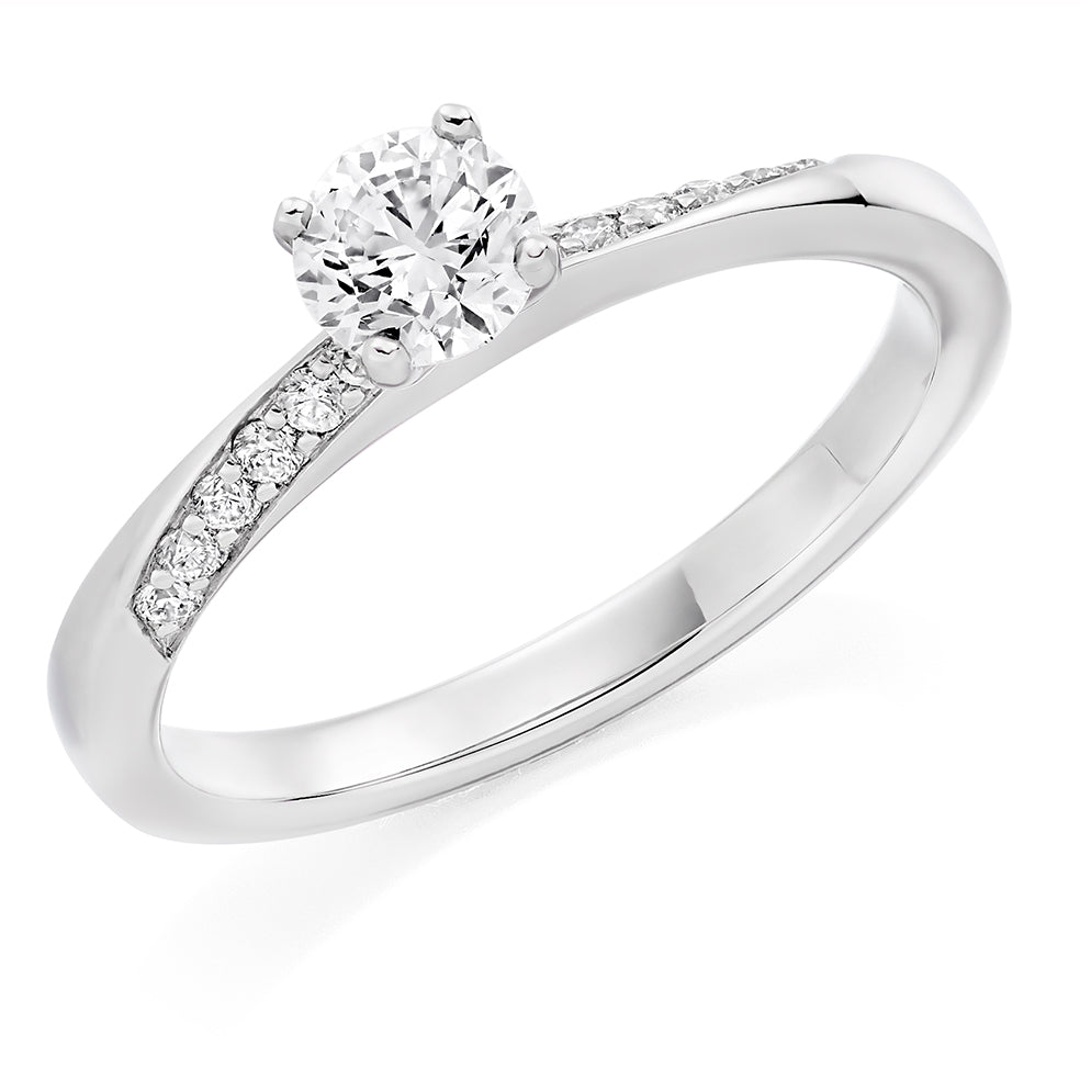 Grain-Set Solitaire Round Brilliant Engagement Ring, 0.4ct in White Gold