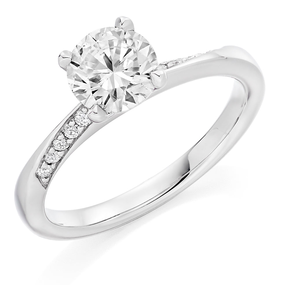 Grain-Set Solitaire Round Brilliant Engagement Ring 1.13ct in White Gold
