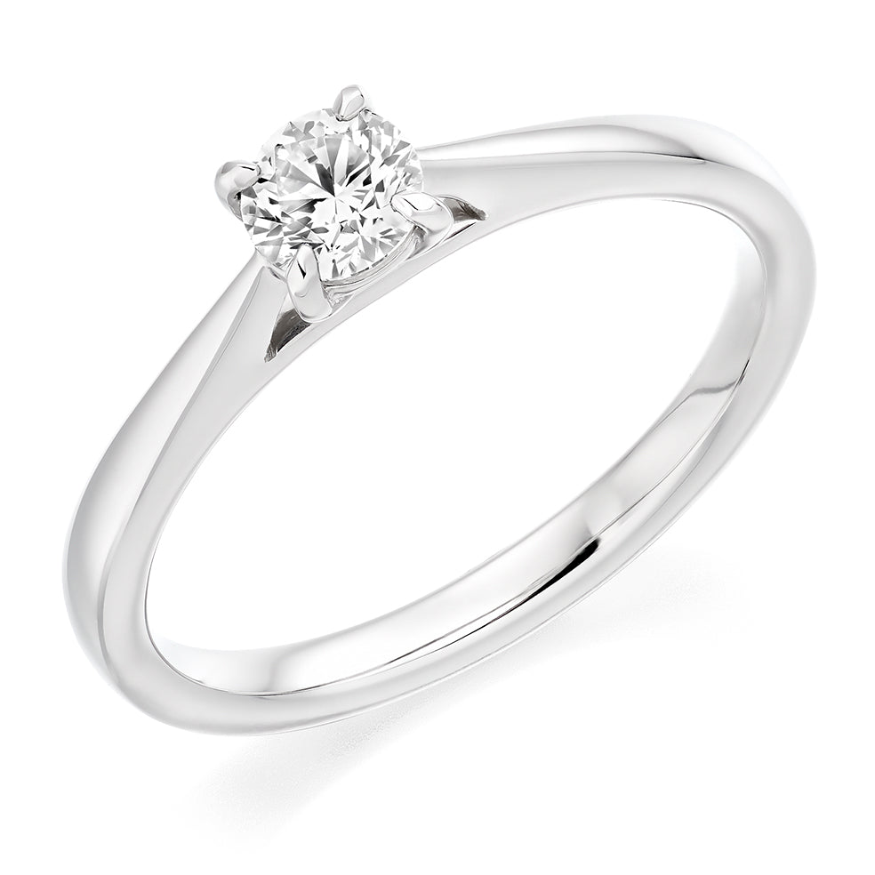 Simple Solitaire Round Brilliant Engagement Ring, 0.33ct in White Gold