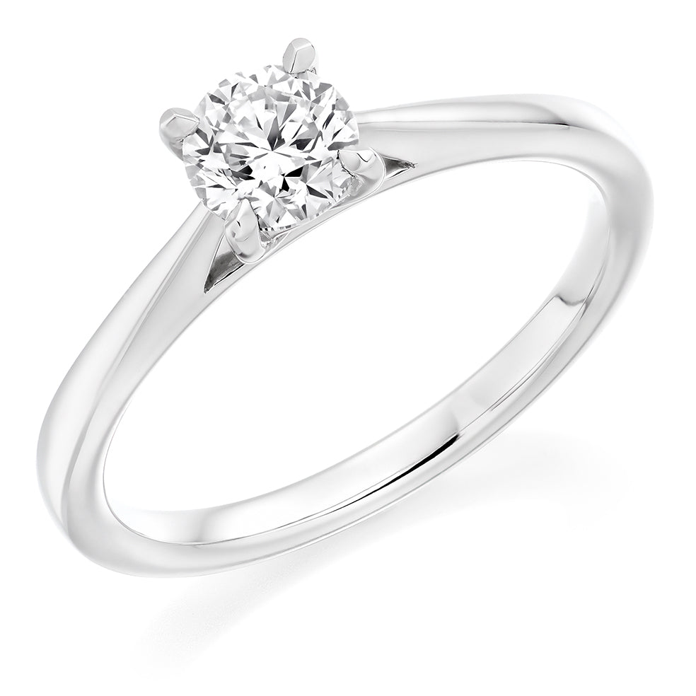 Simple Solitaire Round Brilliant Engagement Ring 0.5ct in White Gold