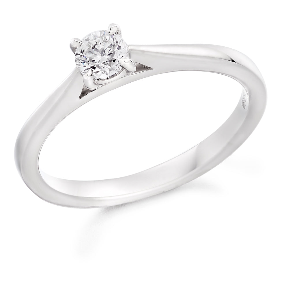 Classic Solitaire Round Brilliant Engagement Ring, 0.6ct in White Gold