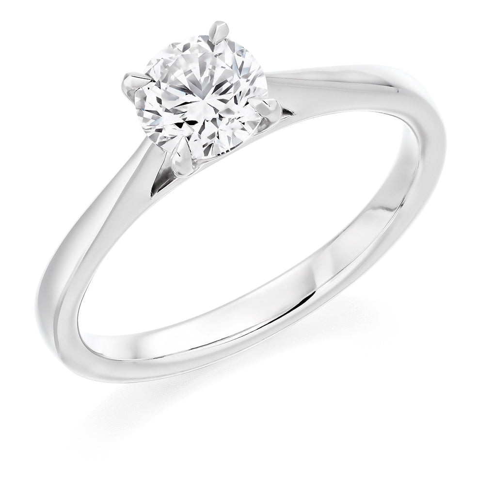 Classic Solitaire Round Brilliant Engagement Ring, 0.75ct in White Gold