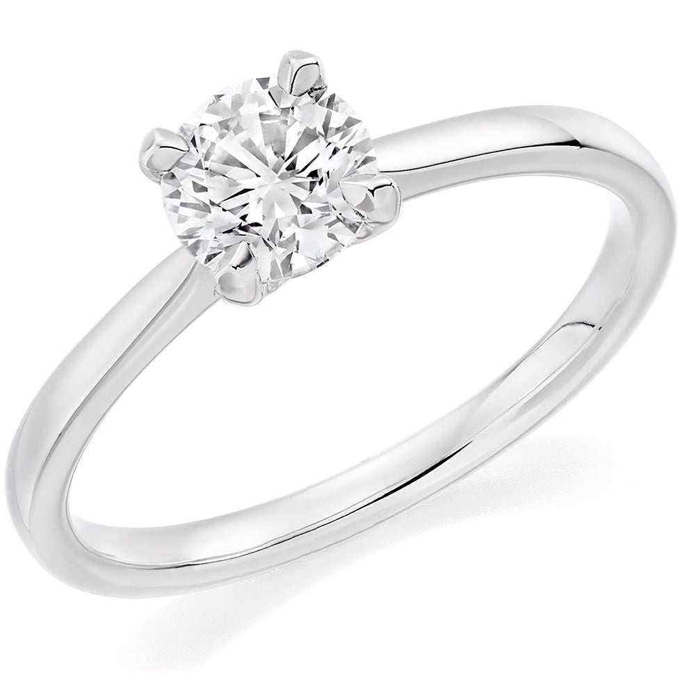 Solitaire Round Brilliant Engagement Ring, 1.0ct in White Gold