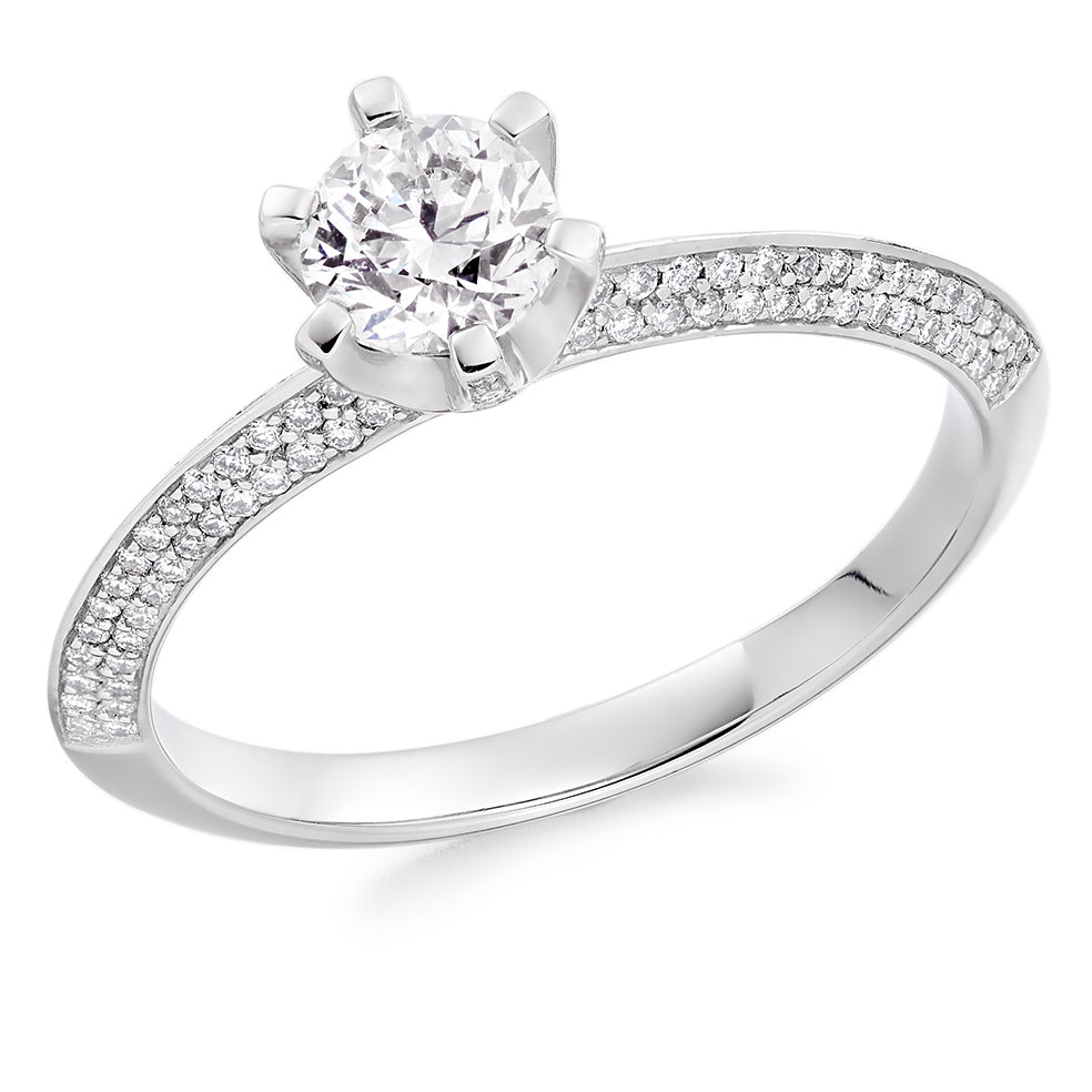 Grain-Set Solitaire Round Brilliant Engagement Ring, 0.5ct in White Gold