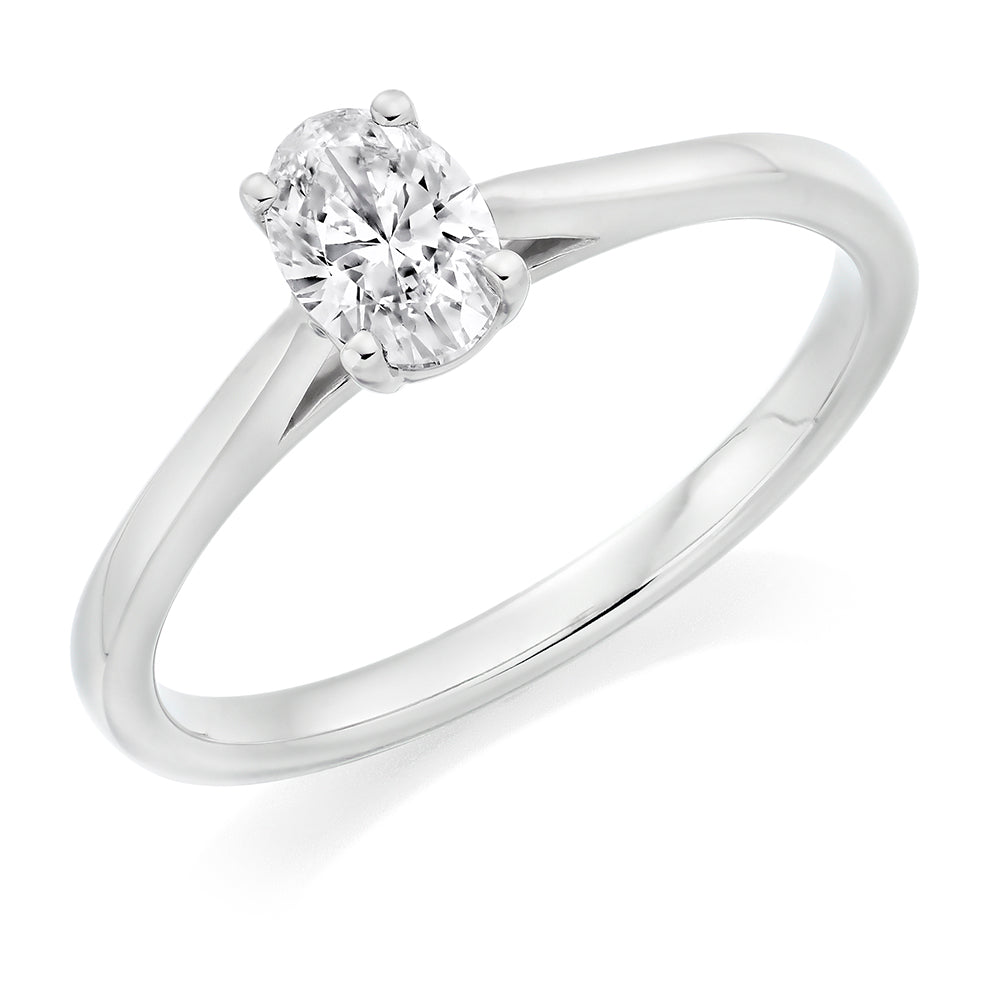 Traditional Solitaire Oval Cut Engagement Ring, 0.4ct in White Gold