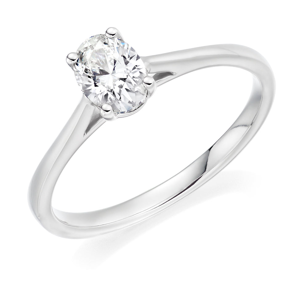Solitaire Oval Cut Engagement Ring, 0.5ct in White Gold