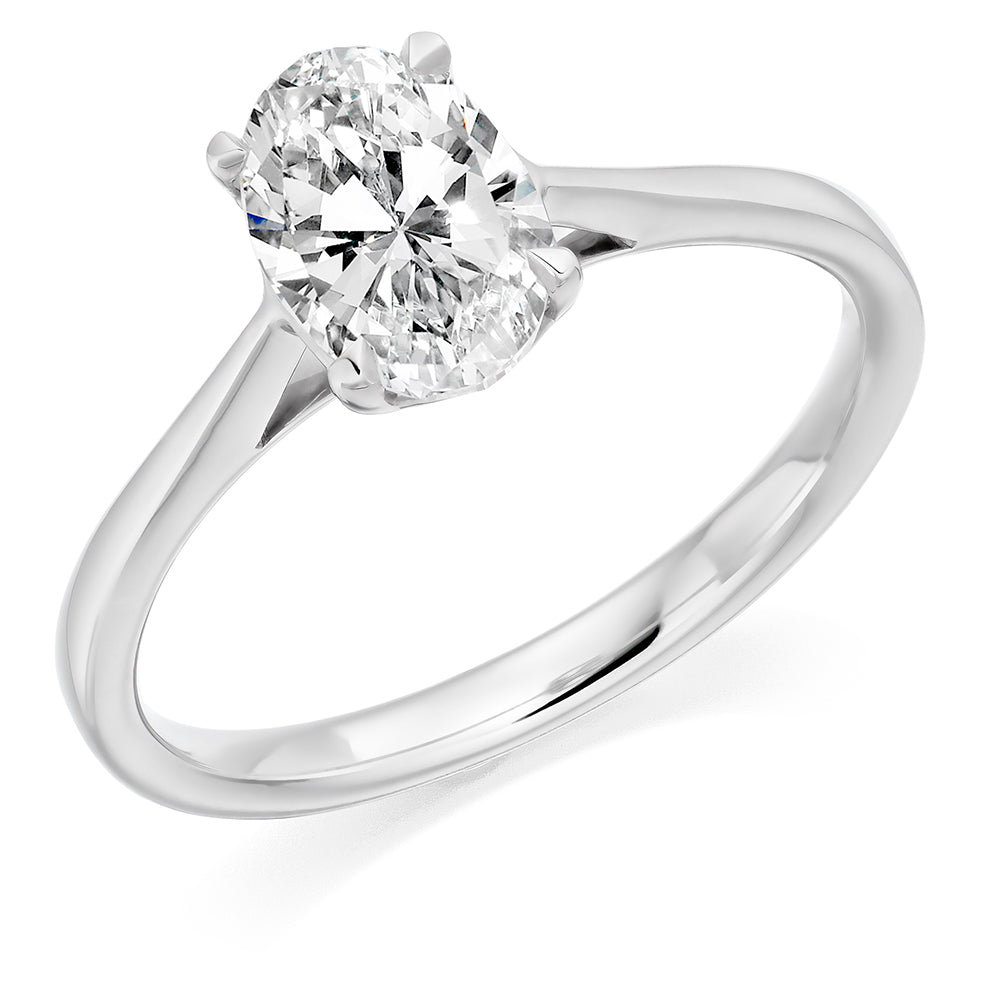 Simple Solitaire Oval Cut Engagement Ring, 1.25ct in White Gold