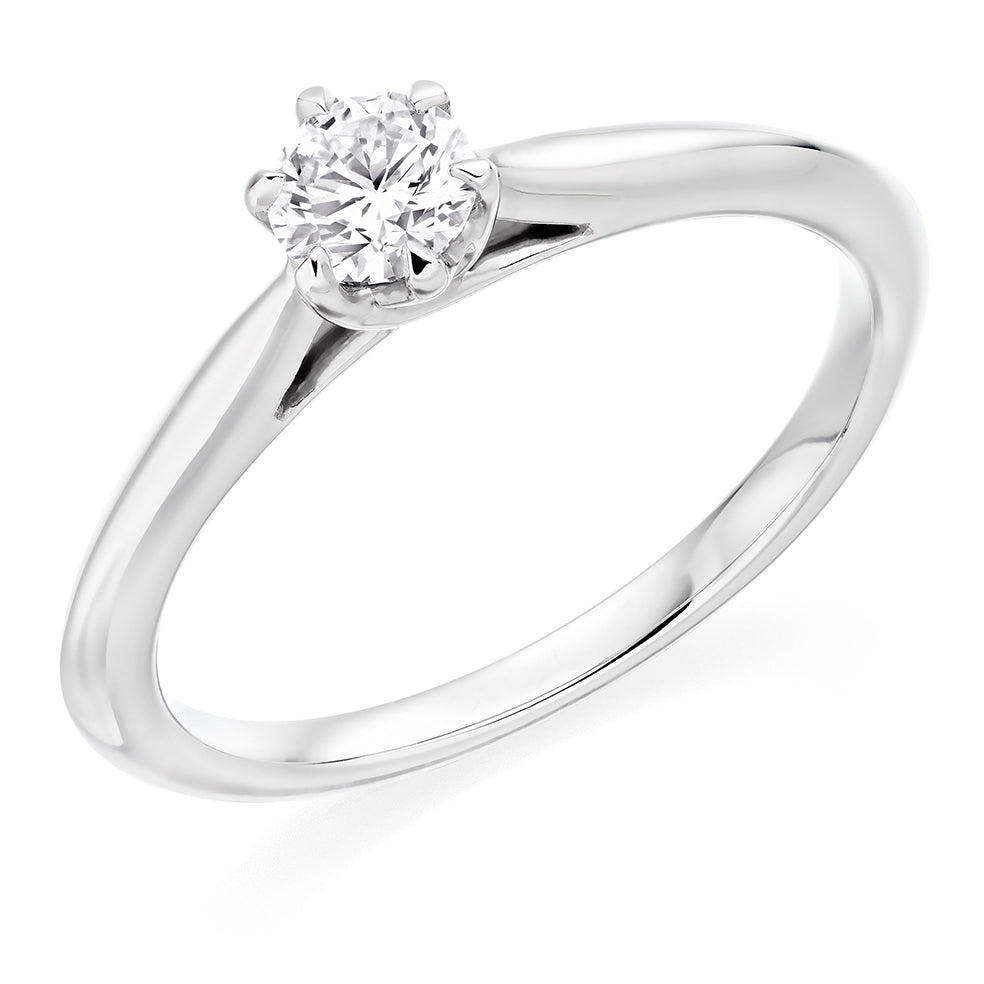 Clean-Band Solitaire Round Brilliant Engagement Ring 0.25ct in White Gold
