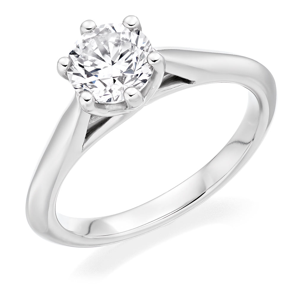 Simple Solitaire Round Brilliant Engagement Ring 1.0ct in White Gold