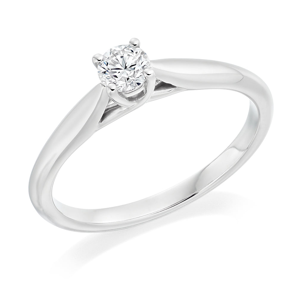 Solitaire Round Brilliant Engagement Ring, 0.33ct in White Gold