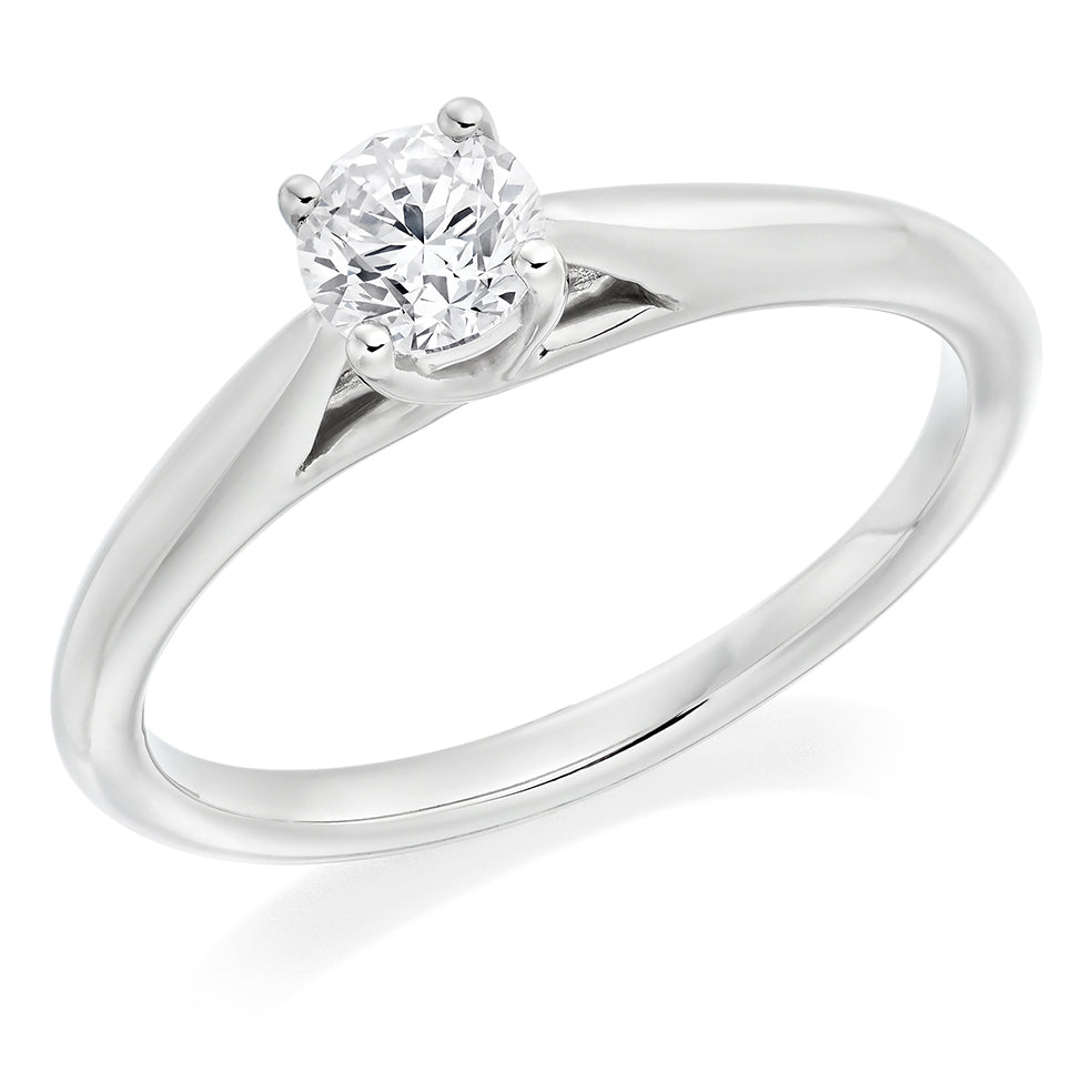 Classic Solitaire Round Brilliant Engagement Ring, 0.5ct in White Gold