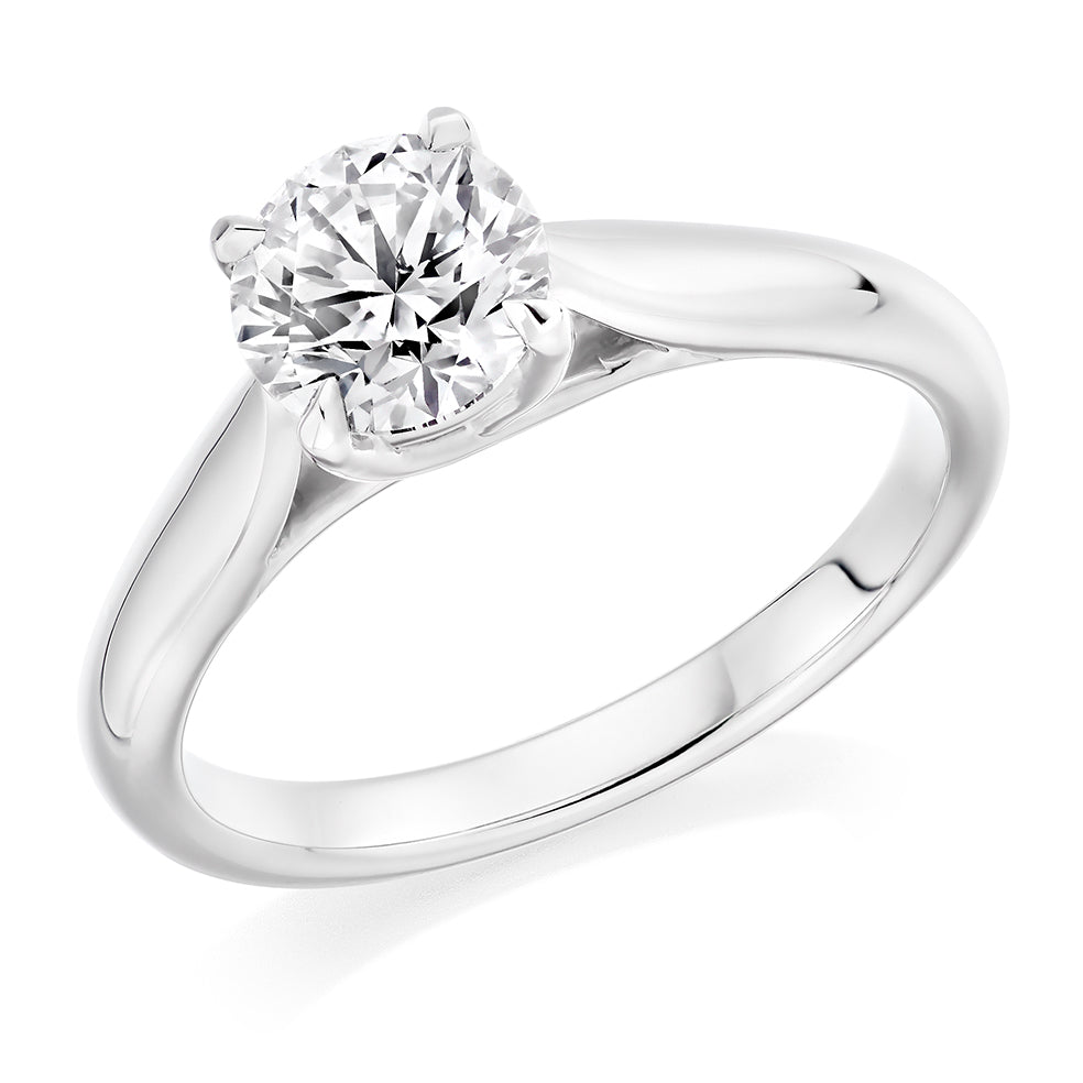 Simple Solitaire Round Brilliant Engagement Ring, 1.0ct in White Gold