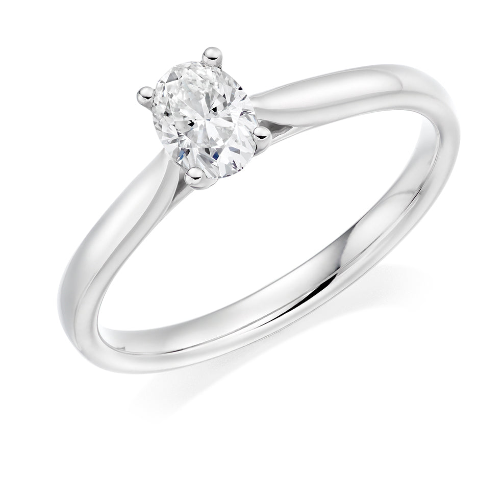 Classic Solitaire Oval Cut Engagement Ring in White Gold