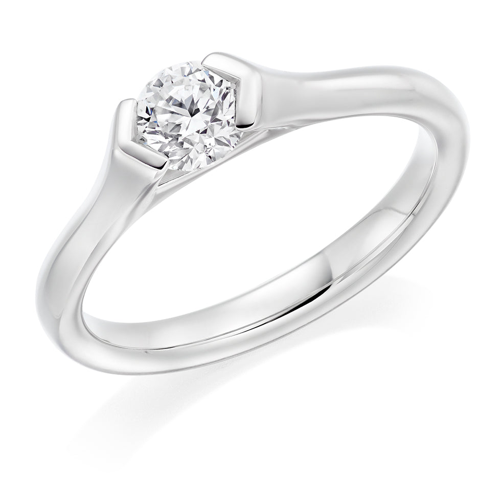 Tension-Set Solitaire Round Brilliant Engagement Ring in White Gold