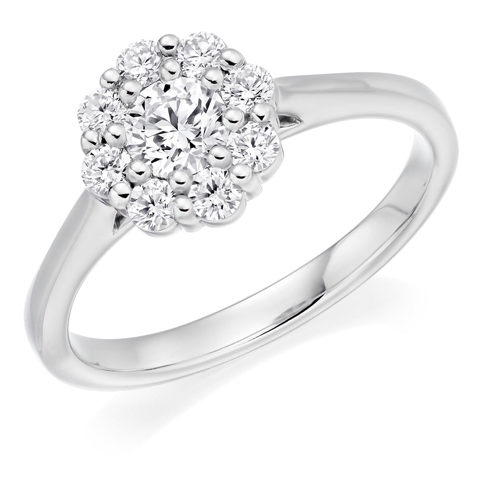 Quiet Halo Round Brilliant Engagement Ring in White Gold