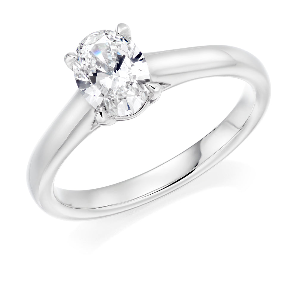 Simple Solitaire Oval Cut Engagement Ring in White Gold