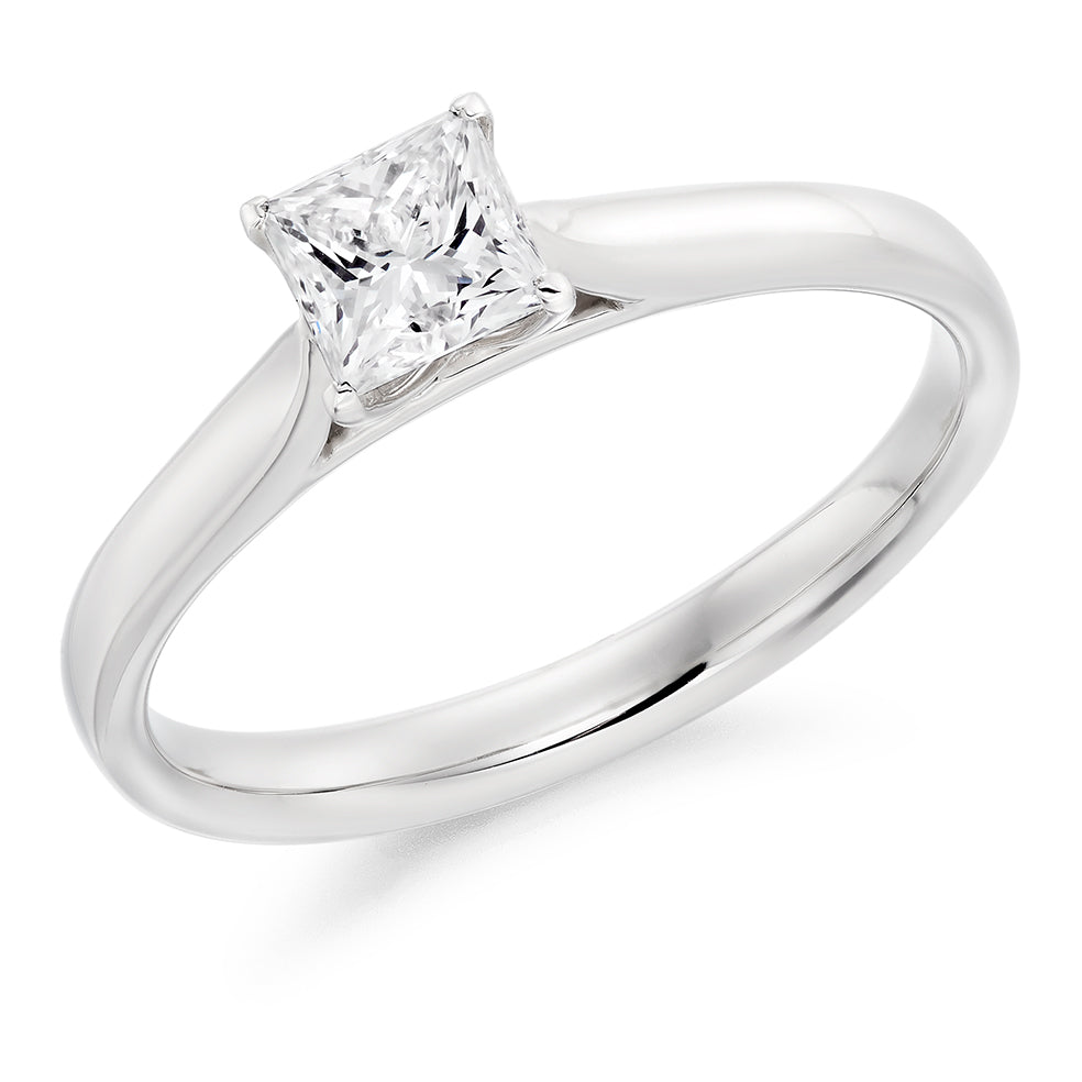 Classic Solitaire Princess Cut Engagement Ring in White Gold