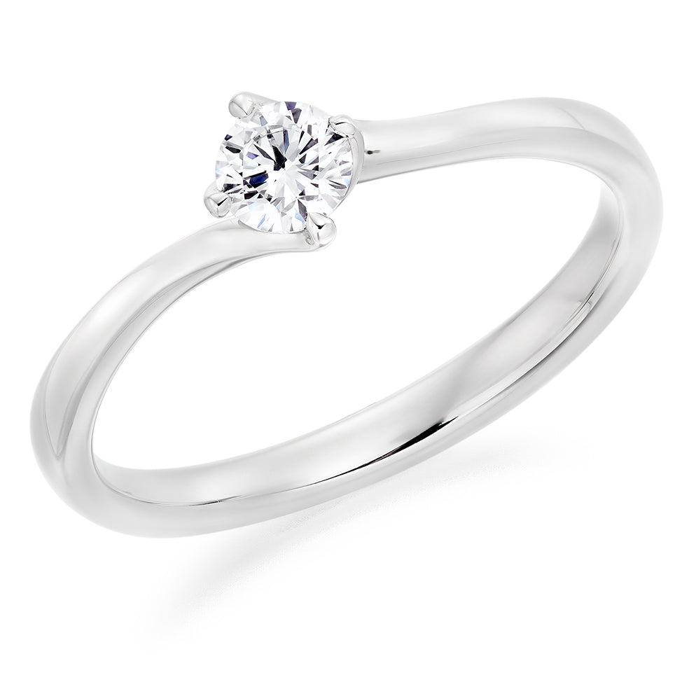 Clean-Band Solitaire Round Brilliant Engagement Ring, 0.25ct in White Gold