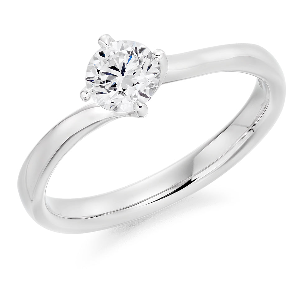 Traditional Solitaire Round Brilliant Engagement Ring, 0.5ct in White Gold
