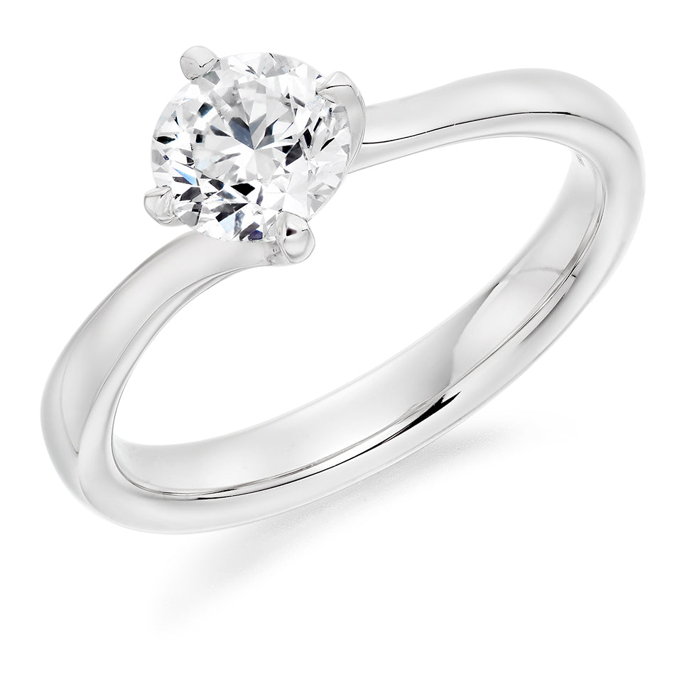Classic Solitaire Round Brilliant Engagement Ring 0.9ct in White Gold