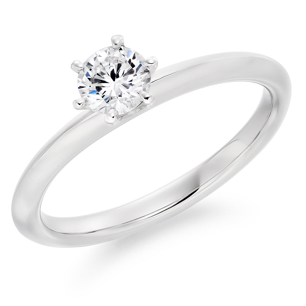 Simple Solitaire Round Brilliant Engagement Ring 0.4ct in White Gold
