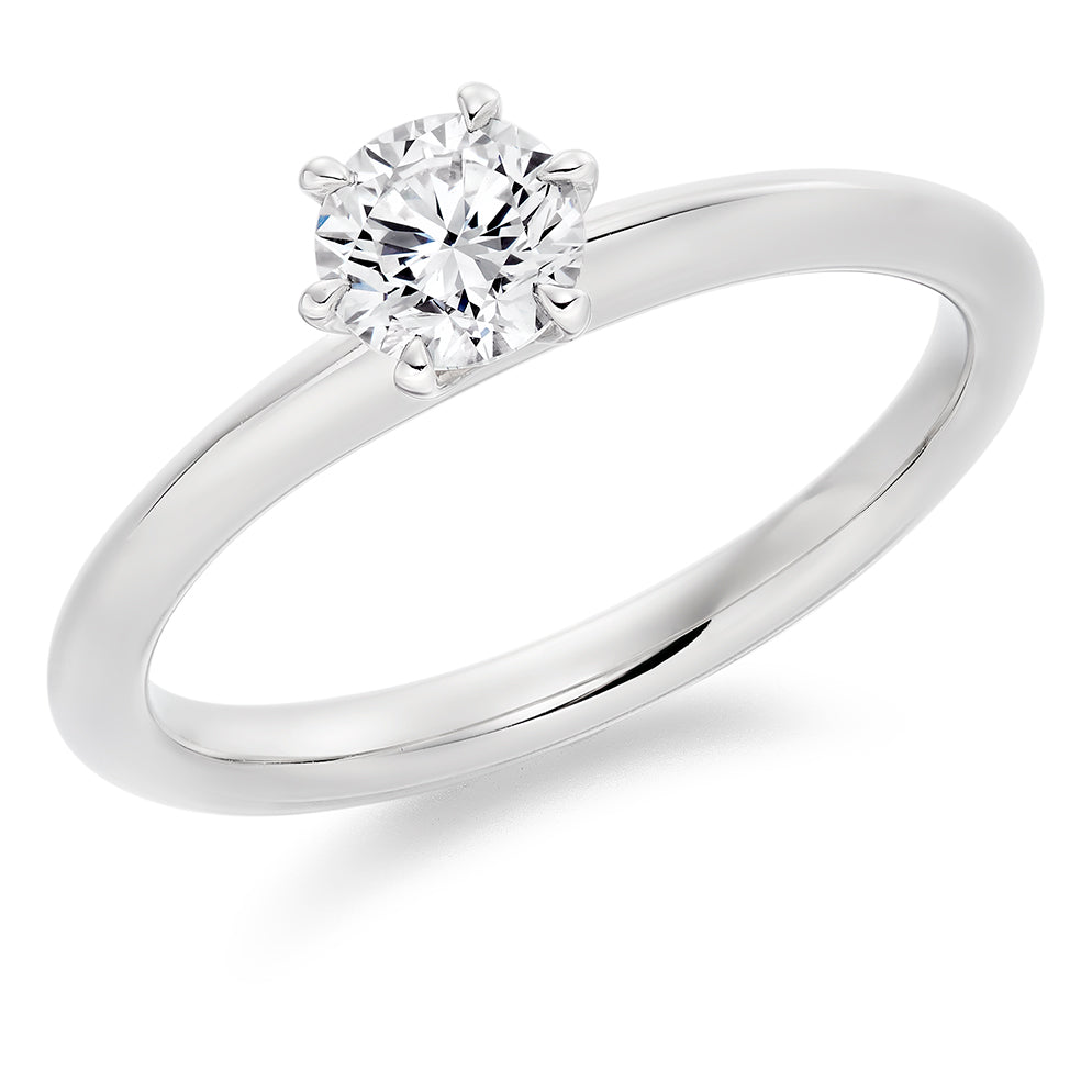 Solitaire Round Brilliant Engagement Ring, 0.5ct in White Gold