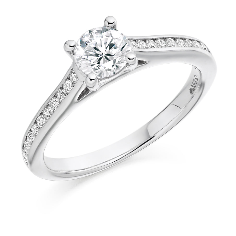 Channel-Set Solitaire Round Brilliant Engagement Ring 0.75ct in White Gold