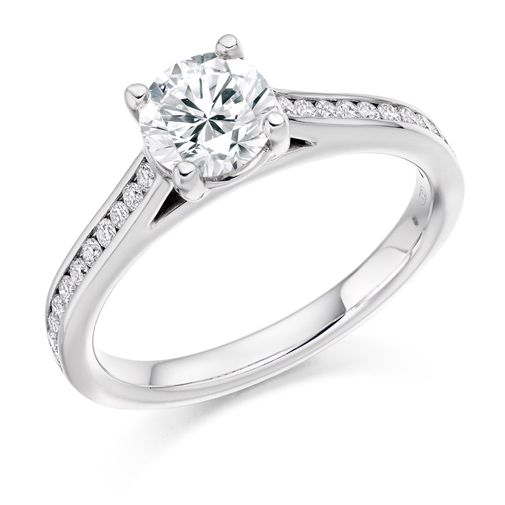 Channel-Set Solitaire Round Brilliant Engagement Ring 1.15ct in White Gold