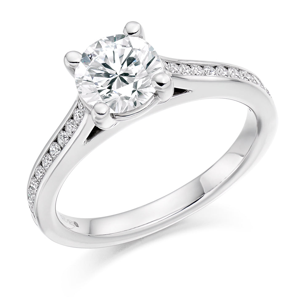 Channel-Set Solitaire Round Brilliant Engagement Ring 1.25ct in White Gold