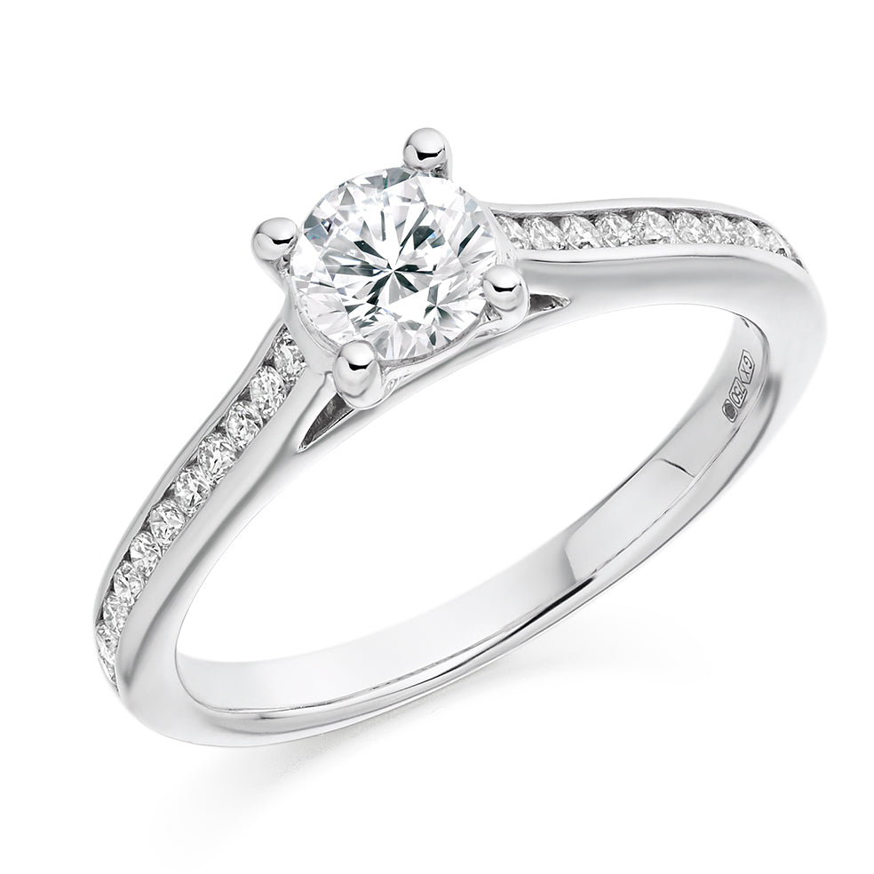 Channel-Set Solitaire Round Brilliant Engagement Ring 0.4ct in White Gold