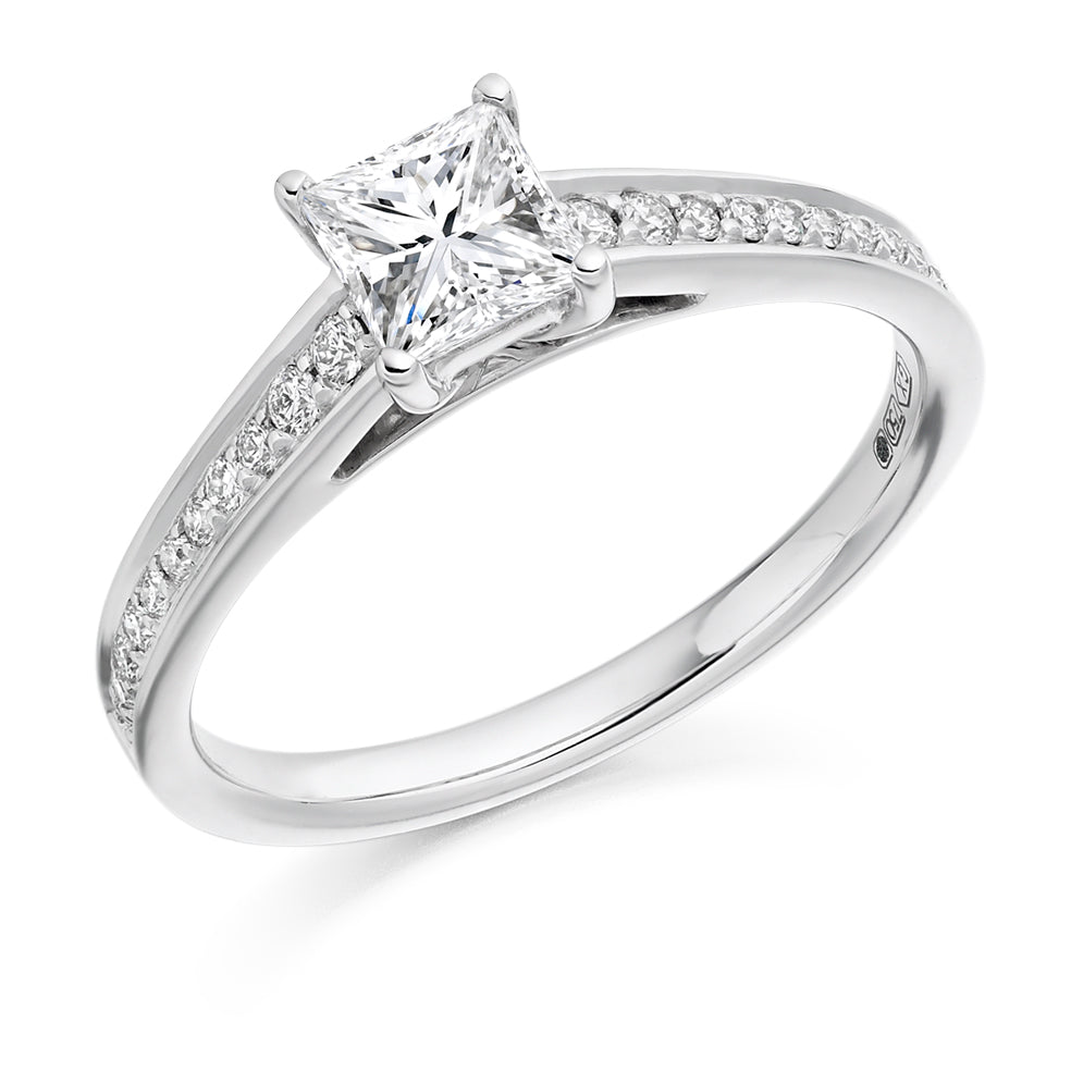 Grain-Set Solitaire Princess Cut Engagement Ring, 0.5ct in White Gold