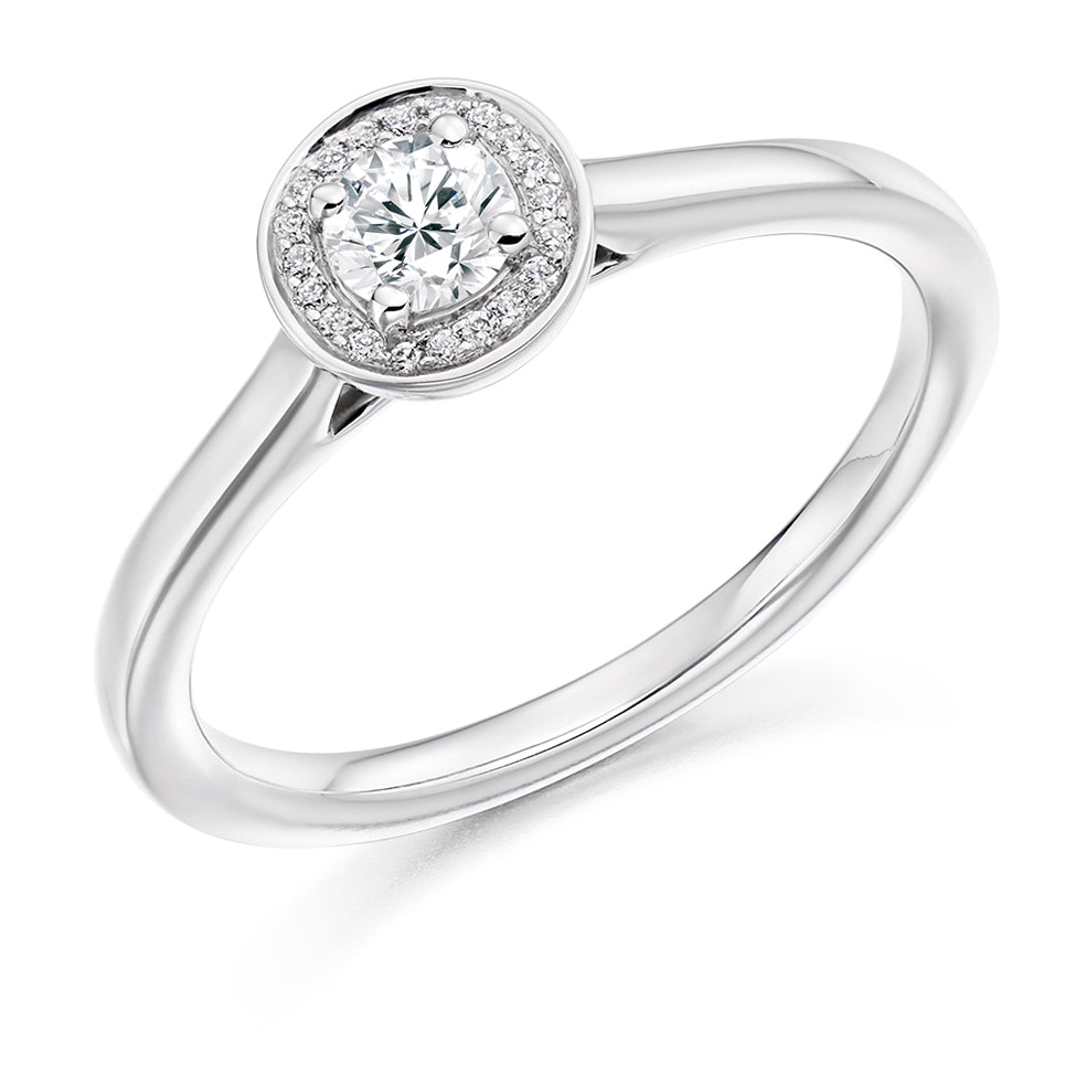 Quiet Halo Round Brilliant Engagement Ring, 0.25ct in White Gold