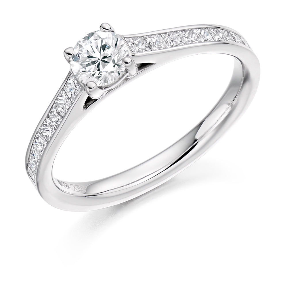 Channel-Set Solitaire Round Brilliant Engagement Ring 0.78ct in White Gold