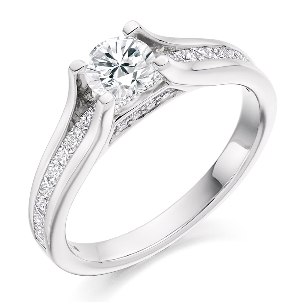 Channel-Set Solitaire Round Brilliant Engagement Ring 0.5ct in White Gold
