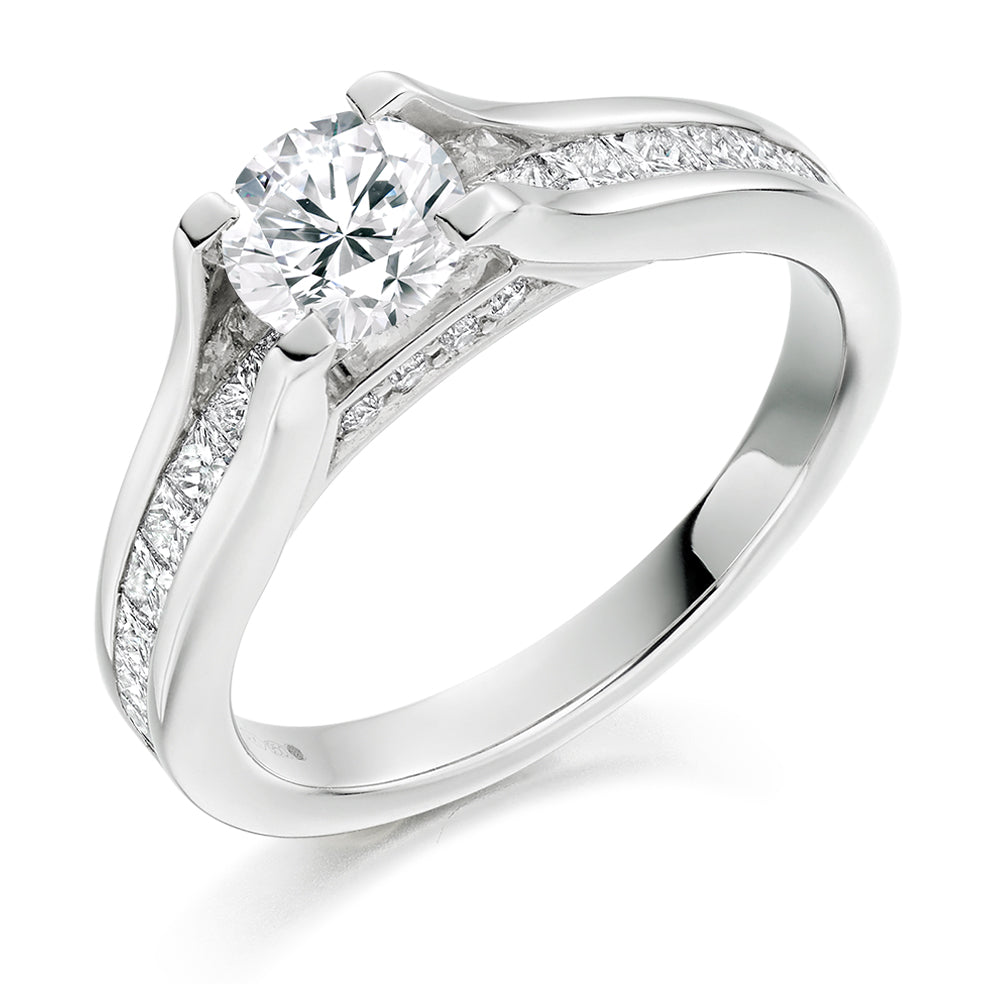 Channel-Shouldered Solitaire Round Brilliant Engagement Ring 1.5ct in White Gold
