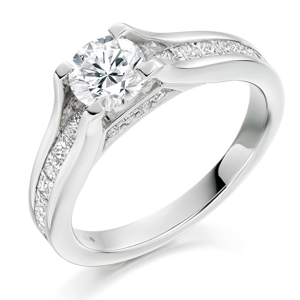 Channel-Set Solitaire Round Brilliant Engagement Ring 1.75ct in White Gold