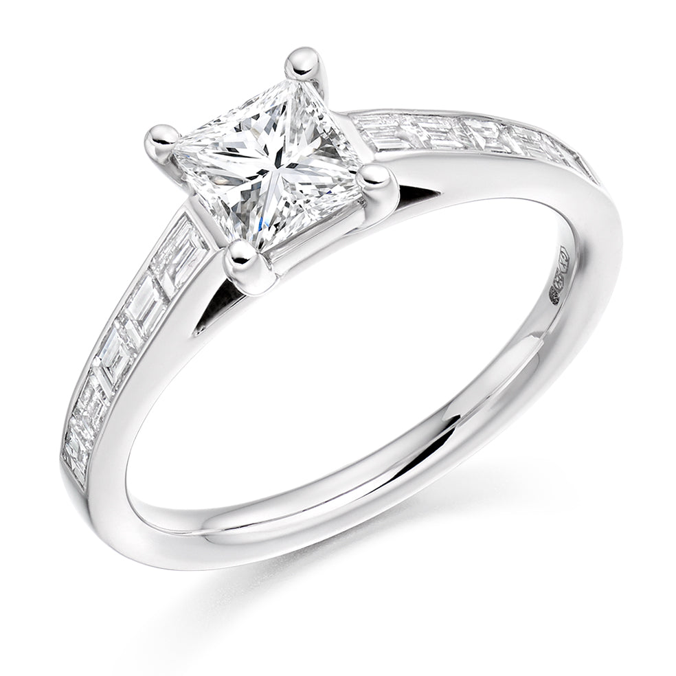 Channel-Set Solitaire Princess Cut Engagement Ring 1.15ct in White Gold