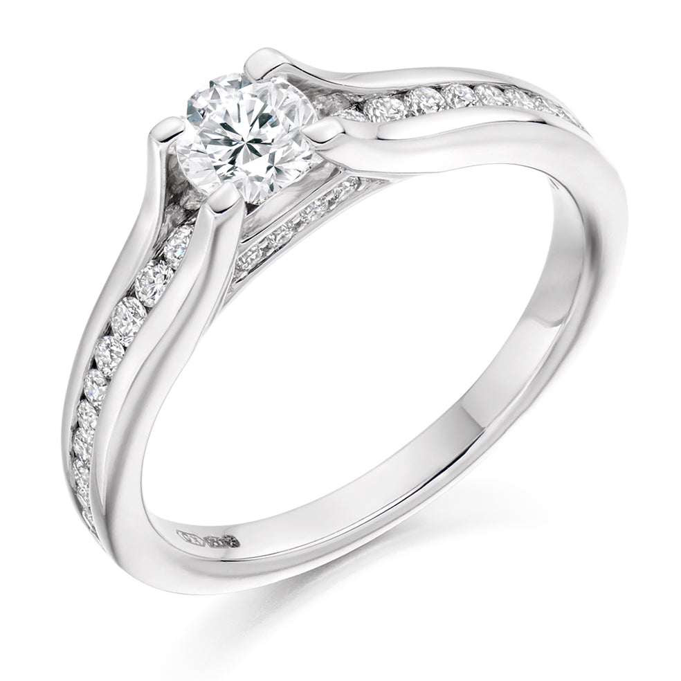 Channel-Set Solitaire Round Brilliant Engagement Ring 0.63ct in White Gold
