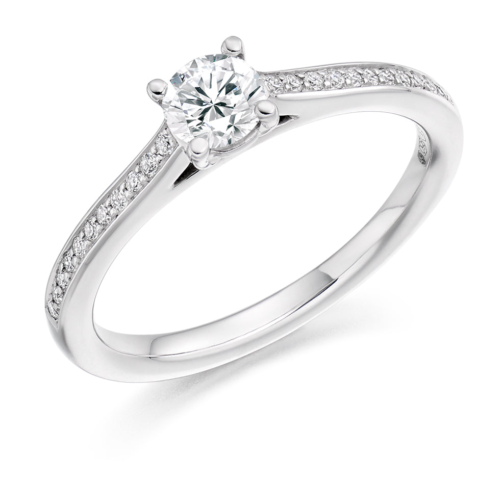 Fine Pavé Solitaire Round Brilliant Engagement Ring 0.33ct total in White Gold