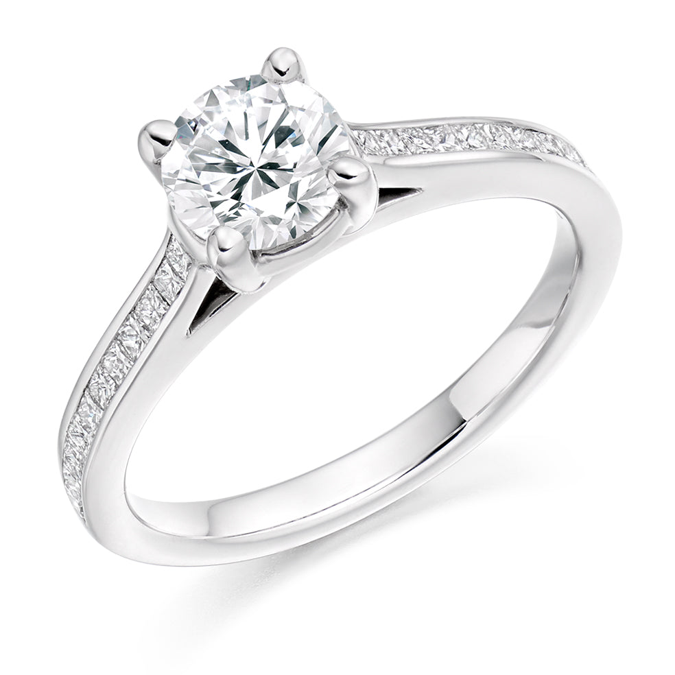 Channel-Set Solitaire Round Brilliant Engagement Ring 1.1ct in White Gold
