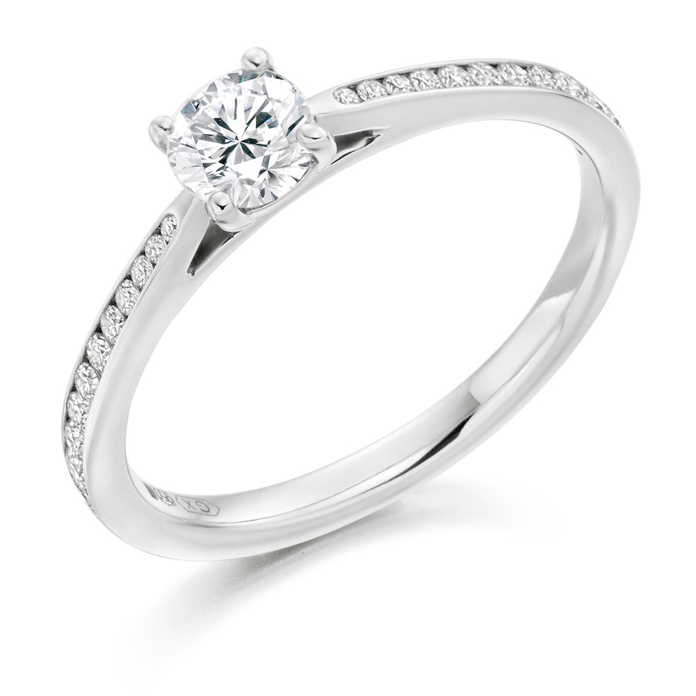 Channel-Set Solitaire Round Brilliant Engagement Ring 0.53ct in White Gold