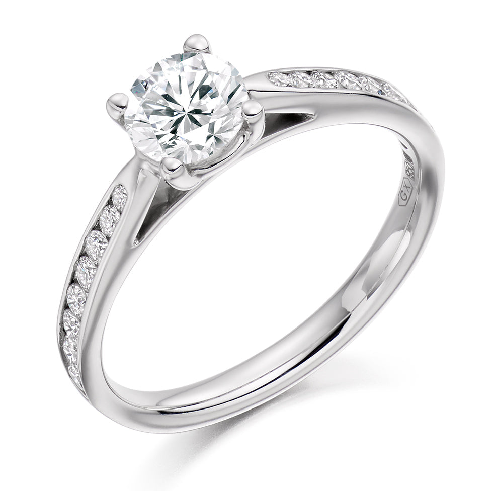 Channel-Set Solitaire Round Brilliant Engagement Ring 0.85ct in White Gold