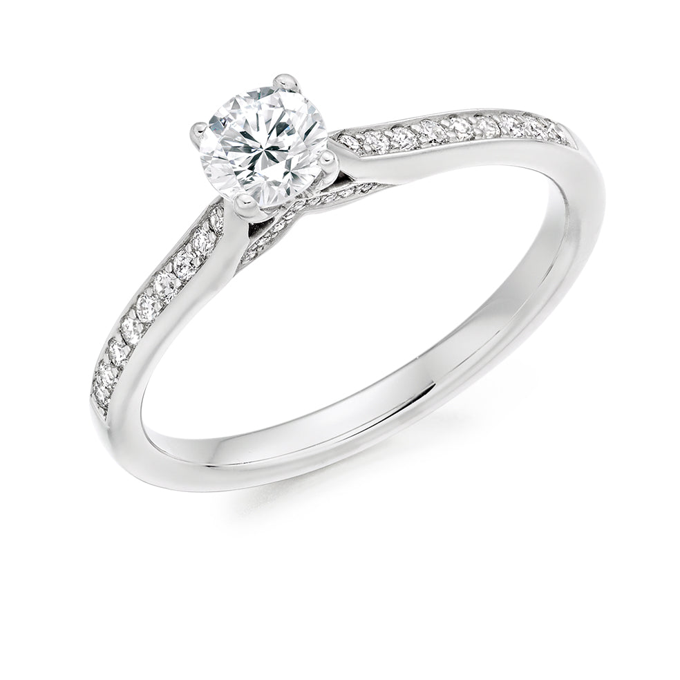 Grain-Set Solitaire Round Brilliant Engagement Ring 0.45ct in White Gold