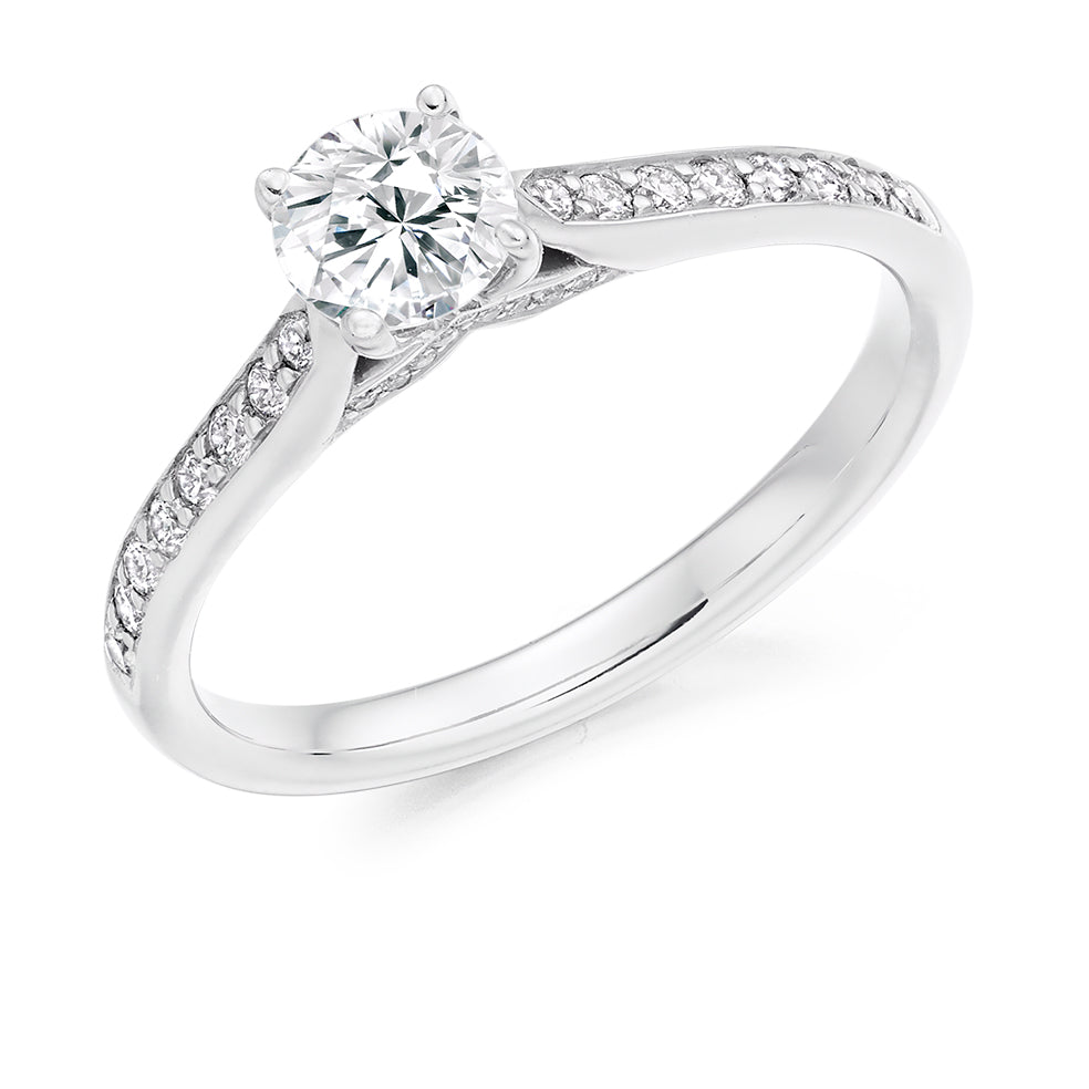 Grain-Set Solitaire Round Brilliant Engagement Ring 0.75ct in White Gold