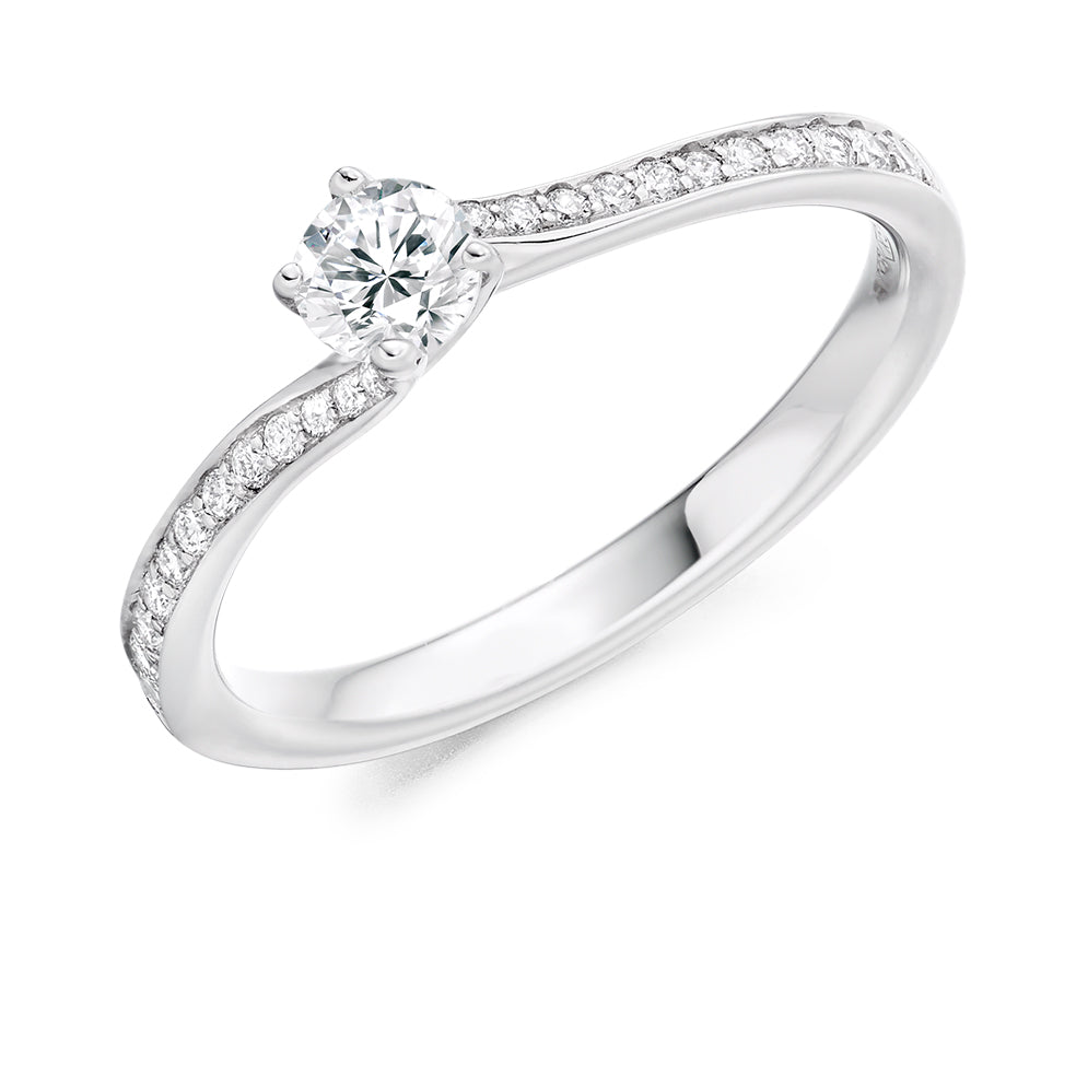 Grain-Set Solitaire Round Brilliant Engagement Ring 0.53ct in White Gold