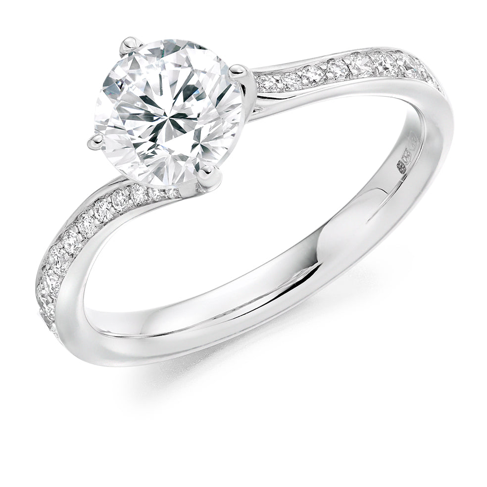 Grain-Set Solitaire Round Brilliant Engagement Ring 1.25ct in White Gold