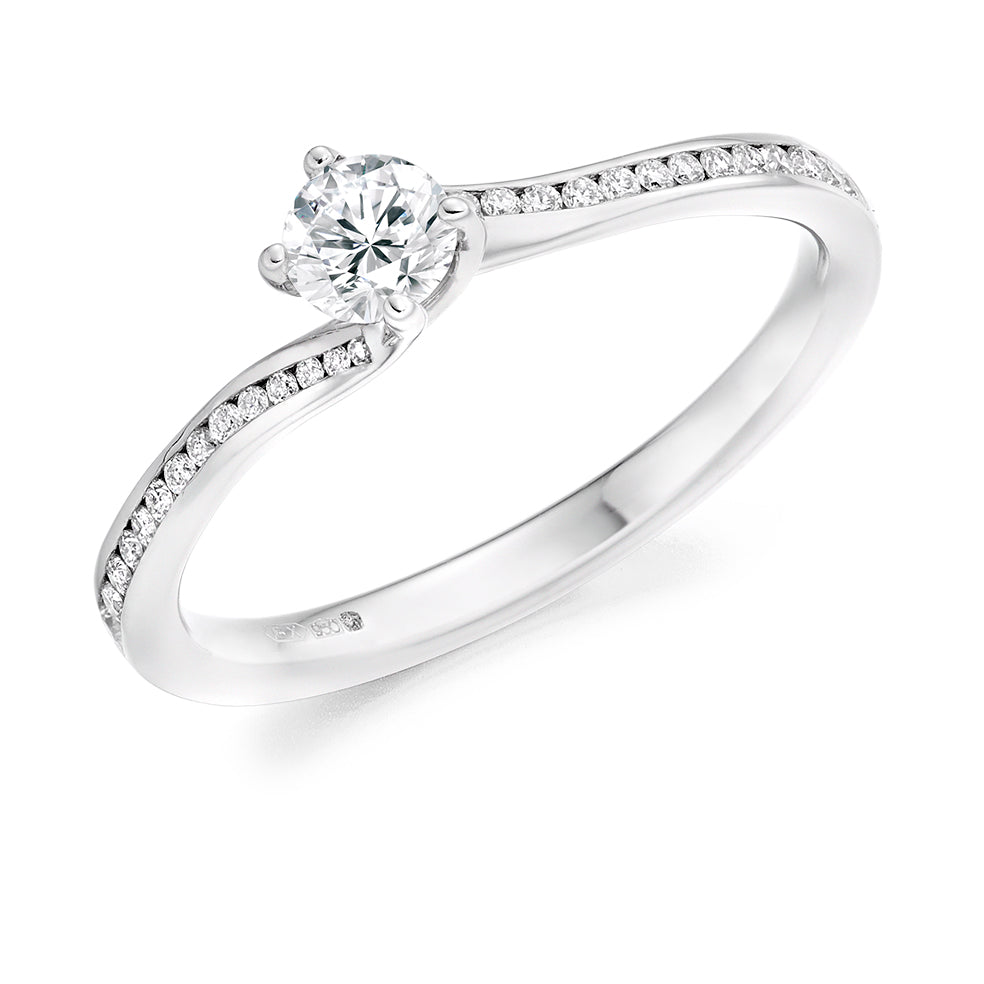 Channel-Set Solitaire Round Brilliant Engagement Ring 0.25ct in White Gold