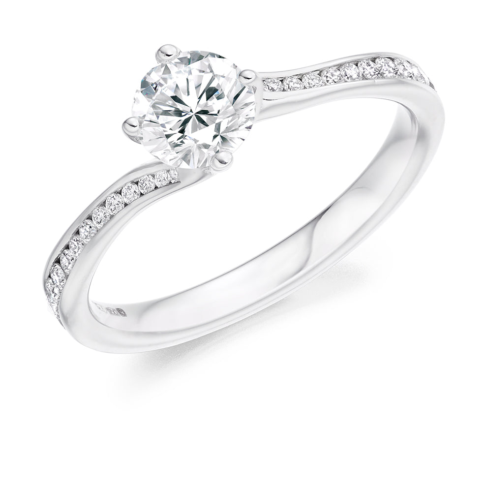Channel-Set Solitaire Round Brilliant Engagement Ring 0.5ct/0.7ct in White Gold