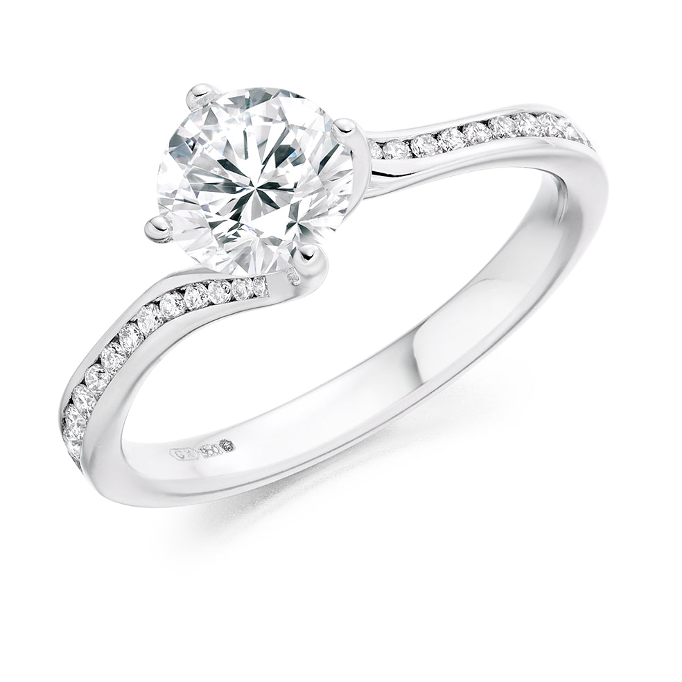 Channel-Set Solitaire Round Brilliant Engagement Ring 0.9ct/1.15ct in White Gold