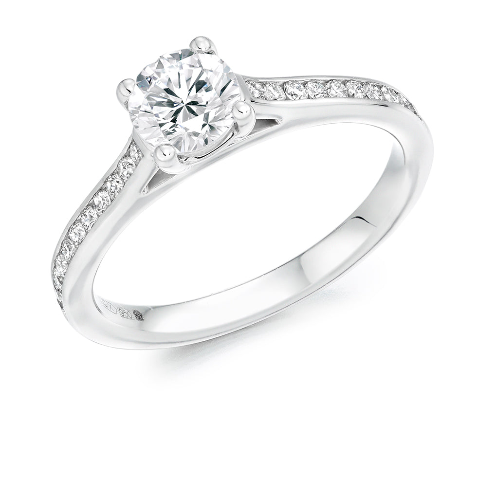 Channel-Set Solitaire Round Brilliant Engagement Ring 1.0ct in White Gold